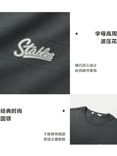 Herren-T-Shirt mit Kurzarm, Sommer, atmungsaktiv, dünn, Buchstabendruck, Sport-Freizeit, rundhalsausschnitt, Baumwoll-Elasthan, Haisheng-Etikett 2W330