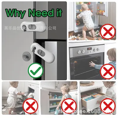 Child Safety Lock for Double-Door Cabinets and Drawers, Anti-Pinch - 4
