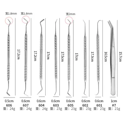 Dental tool set 8-piece, stainless steel, tartar cleaning