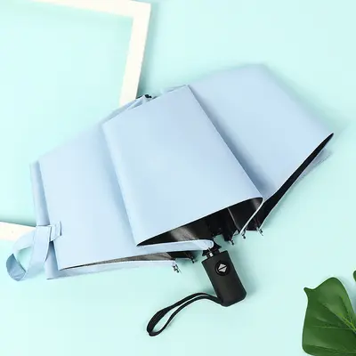 Three-Fold Umbrella, Black Coating, Sun Protection, Wind-Resistant - 8