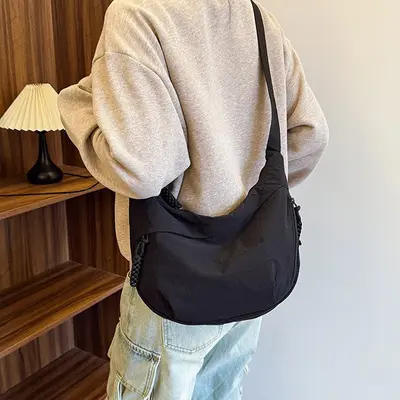 Weizenähre-Maultaschen-Tasche verdickte Nylontasche Damentasche Pendlertasche Schultertasche mit mehreren Reißverschlussfächern große Kapazität Einzelschultertasche mit Quaste - 7