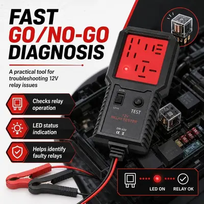 Autorelais-Tester 3-Pin 5-Pin Testwerkzeug 12V/24V universelles Relais-Diagnosewerkzeug