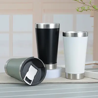 Edelstahl-Isolierflasche mit Flaschenöffner, Auto-Becher - 4
