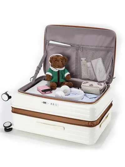 Expandable suitcase with side-opening and top-opening lid, coded lock wheeled travel bag, 20/24/28 inch cross-border three-piece set.