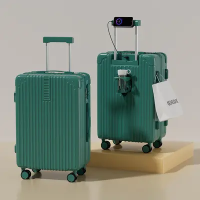 Silent universal wheeled new style double suitcase, 20 inch carry-on luggage, large capacity wheeled bag, coded 26 inch wedding suitcase. - 8