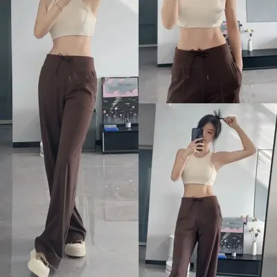 LULU Throwback Still kadın yüksek bel düz paça yoga pantolonu, büzgülü, kalça kaldırıcı - 5
