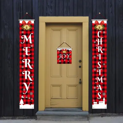 Christmas Door Couplet Set with Printed Backdrop Cloth - 8