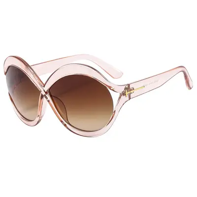 Oversized T-Frame Sunglasses, Round Frame, UV Protection Women's Style - 12