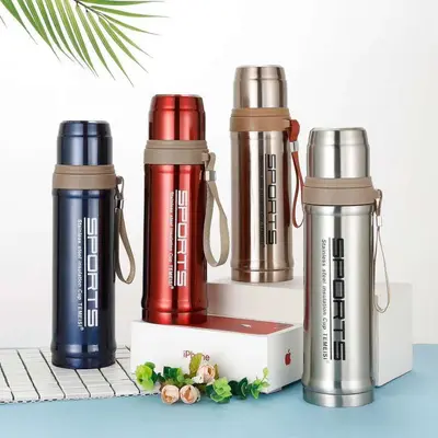 750 ml Paslanmaz Çelik Termos, Zırhlı Mermi Başlıklı, Taşınabilir Spor Şişesi - 2