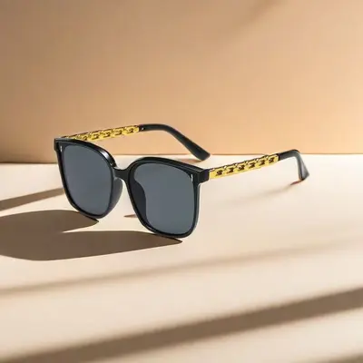 Oversized Chain-Detail Sunglasses, UV Protection - 9