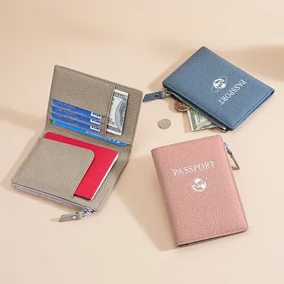 Litchi desen hakiki deri çok fonksiyonlu RFID pasaport çantası cüzdan seyahat bilet tutucu koruyucu deri çanta pasaport tutucu belge çantası