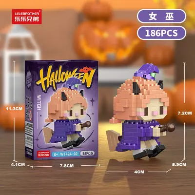 Halloween Pumpkin Ghost Witch Building Blocks, LEGO-Compatible Set - 8