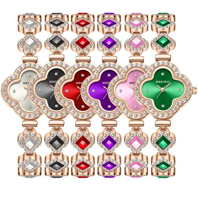 Live streaming hot-selling fashion four-leaf clover bracelet quartz watch emerald women's watch women's watch manufacturer wholesale