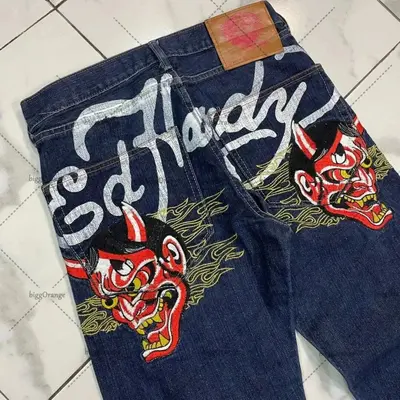 Gothic Pattern Y2K Men's Loose Jeans - 12
