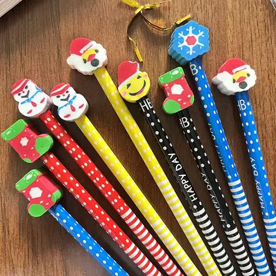 HB Pencil Set with Eraser Tops, Cartoon Design for Children - 9