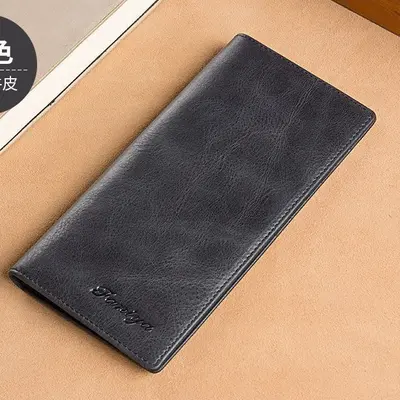 Men's Retro Long Wallet with Multiple Card Slots, Genuine Leather - 5