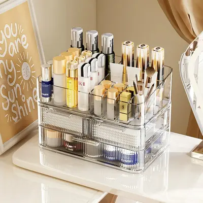 Acryl-Make-up-Aufbewahrungsbox mit Schubladen, staubdicht - 11