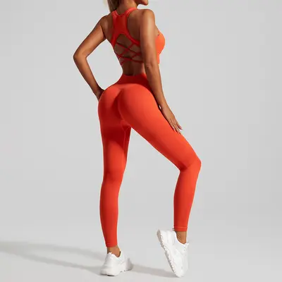 Seamless Open-Back Yoga Set with Sports Bra and High-Waist Leggings - 13