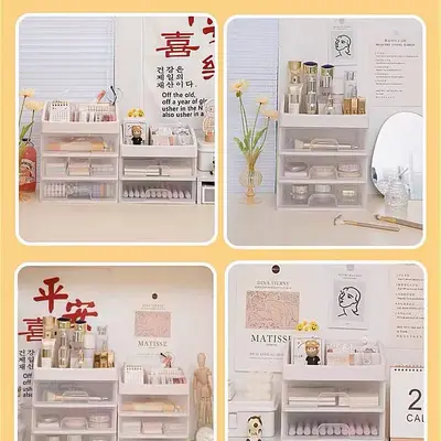 Desktop storage box with drawers for office and cosmetics - 3