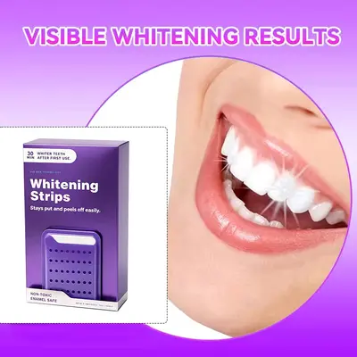 Purple Teeth Whitening Strips, Removes Yellow and Black Stains, No Residue - 5