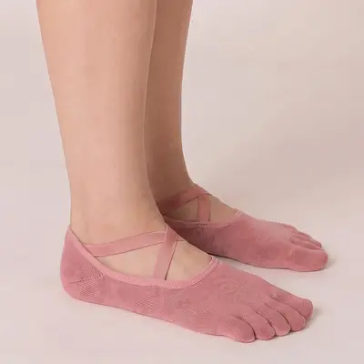 Bamboo Fiber Five-Toe Yoga Socks for Women, Non-Slip