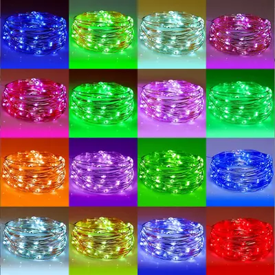16-Color USB LED RGB Copper Wire String Lights with 24-Key Remote