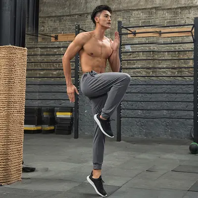 Men's Woven Nylon Sports Trousers, High Elasticity, Wear-Resistant Running Track Pants