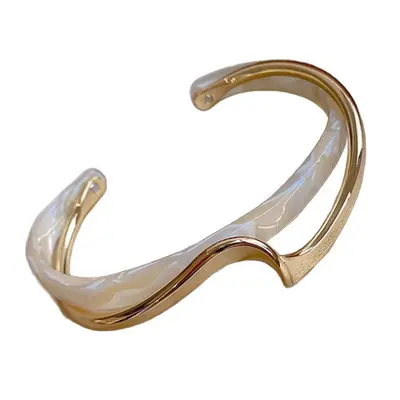 Echtes Gold-Elektrolyse geometrisches offenes Armband Korea-Stil ins Retro erreichbar Luxus-Armband Nische Frauen personalisiertes Design Handschmuck