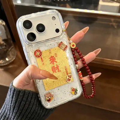 适用苹果18promax手机壳iphone17滴胶金箔来财招财16pro新款X创意 - 7