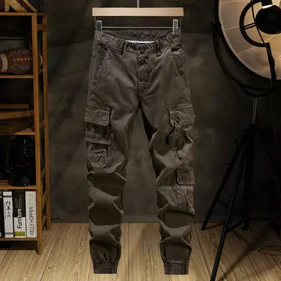 Men's Retro Hong Kong Style Cargo Pants Loose Harem Trousers - 8