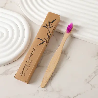 Disposable Bamboo Toothbrush, Soft Bristles, Paper Box
