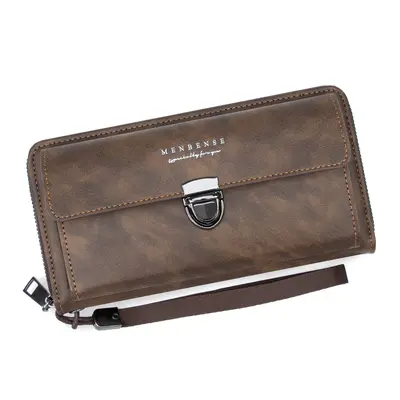 Retro Buckle Men's Long Wallet, Multi-Card Slots, Phone & Coin Compartment - 6