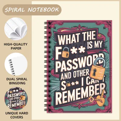A5 Password-Protected Notebook, 100-Page Spiral Sketchbook