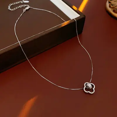 18K Gold Zirkonia Perlmutt-Halskette Schlüsselbein-Kette für Damen - 10
