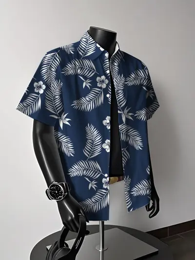 Hong Kong style vintage Hawaiian American short sleeve floral shirt men's summer casual trendy beach couple shirt - 3