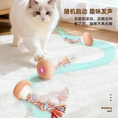 Smart Cat Toy Ball with Rope, Automatic Rolling Set - 3