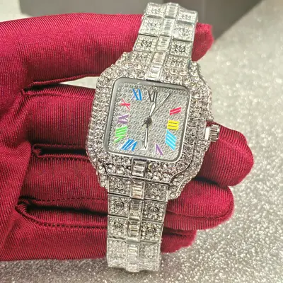 Herren-Quarzuhr, diamantbesetzt, Hip-Hop-Stil, Luxusdesign - 10