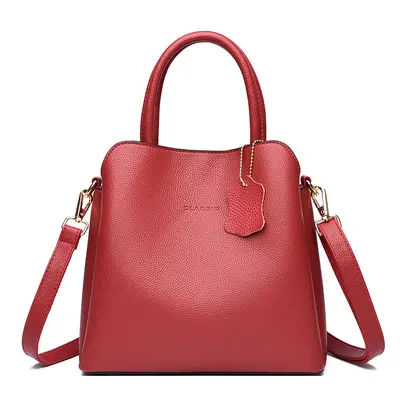 Soft Leather Women's Handbag, Large Capacity Multi-Compartment Shoulder Bag - 8