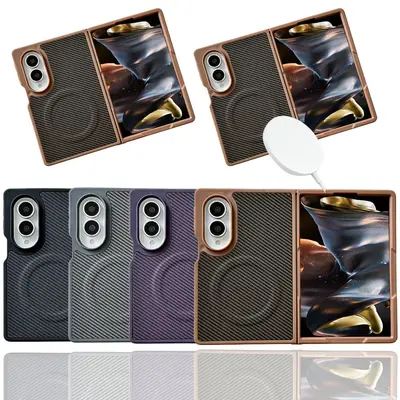 Samsung Galaxy Z Flip 8/7/6 ve Z Fold 8 Ultra için kohlefaser manyetik kılıf