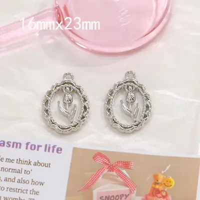 Silver Zircon Bow, Cross, Star and Rose Pendant for Handmade DIY Jewelry Making - 11