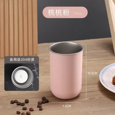 300 ml Japon tarzı basit gargara bardağı paslanmaz çelik süt kupası kahve fincanı taşınabilir aile diş fırçası kabı - 11