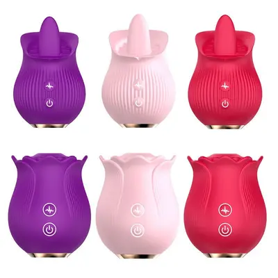 Rosen-Vibrator mit Zungen- und Saugfunktion, teleskopisch, für Frauen