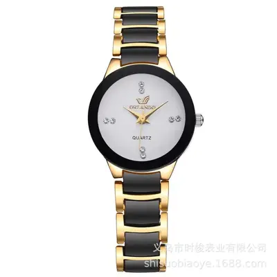 Women's tungsten steel watch with diamond steel strap, quartz - 11