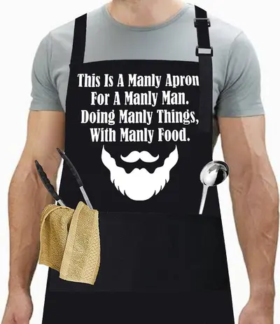 Waterproof Printed Apron with Funny Lettering for Barbecue and Kitchen - 8