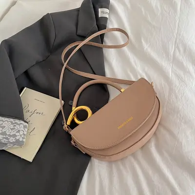 Saddle Handbag for Women, Textured Underarm Bag, Casual Work Crossbody - 9