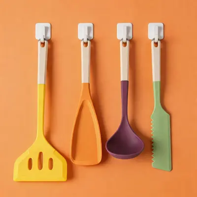 Silikon Spatula ve Kepçe Seti, 4 Parça, Mutfak Süzgeçli Kaşık