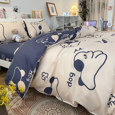 Manufacturer wholesale four-piece cartoon pattern bedding set, single sheet, dormitory sheet, duvet cover, ins-style quilt cover, three-piece set, autumn 3.