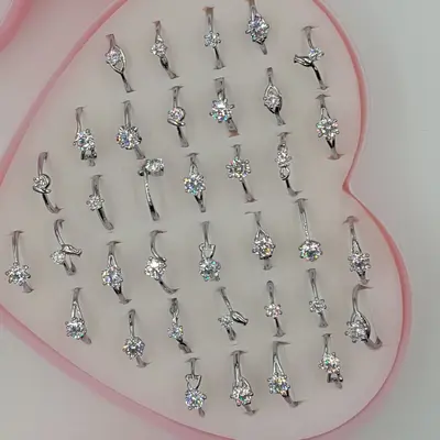 Platinierter Ring mit farbigem Edelstein, nicht verblassend, leichter Luxus - 9