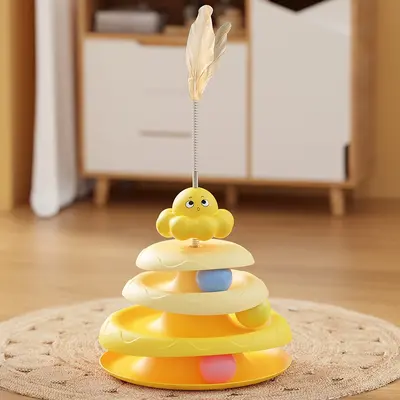 Octopus Cat Toy with Turntable and Feather Teaser Wand, Self-Play - 8