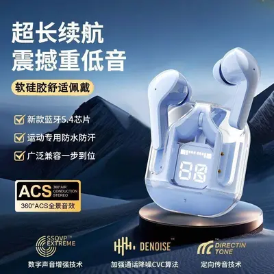 2025 Neuestes Modell Huaqiangbei transparente digitale Anzeige Bluetooth Kopfhörer der ersten Generation Sport AI31 High-Fidelity kabellose Ohrhörer HK6